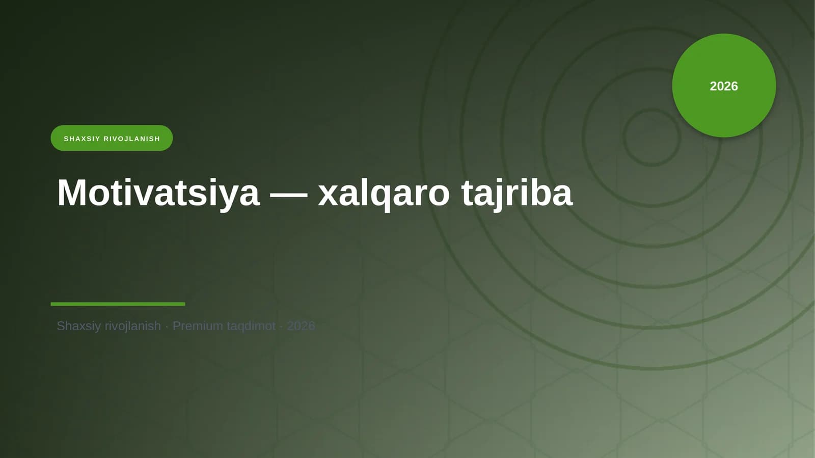 Motivatsiya — xalqaro tajriba