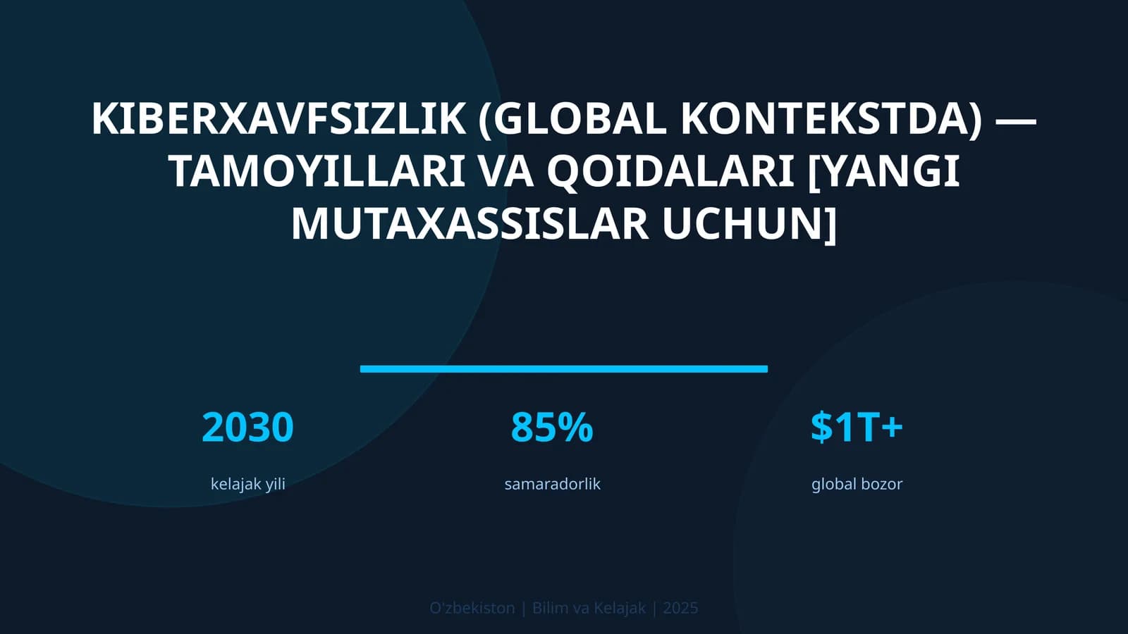 KIBERXAVFSIZLIK (GLOBAL KONTEKSTDA) — TAMOYILLARI VA QOIDALARI [YANGI MUTAXASSISLAR UCHUN]