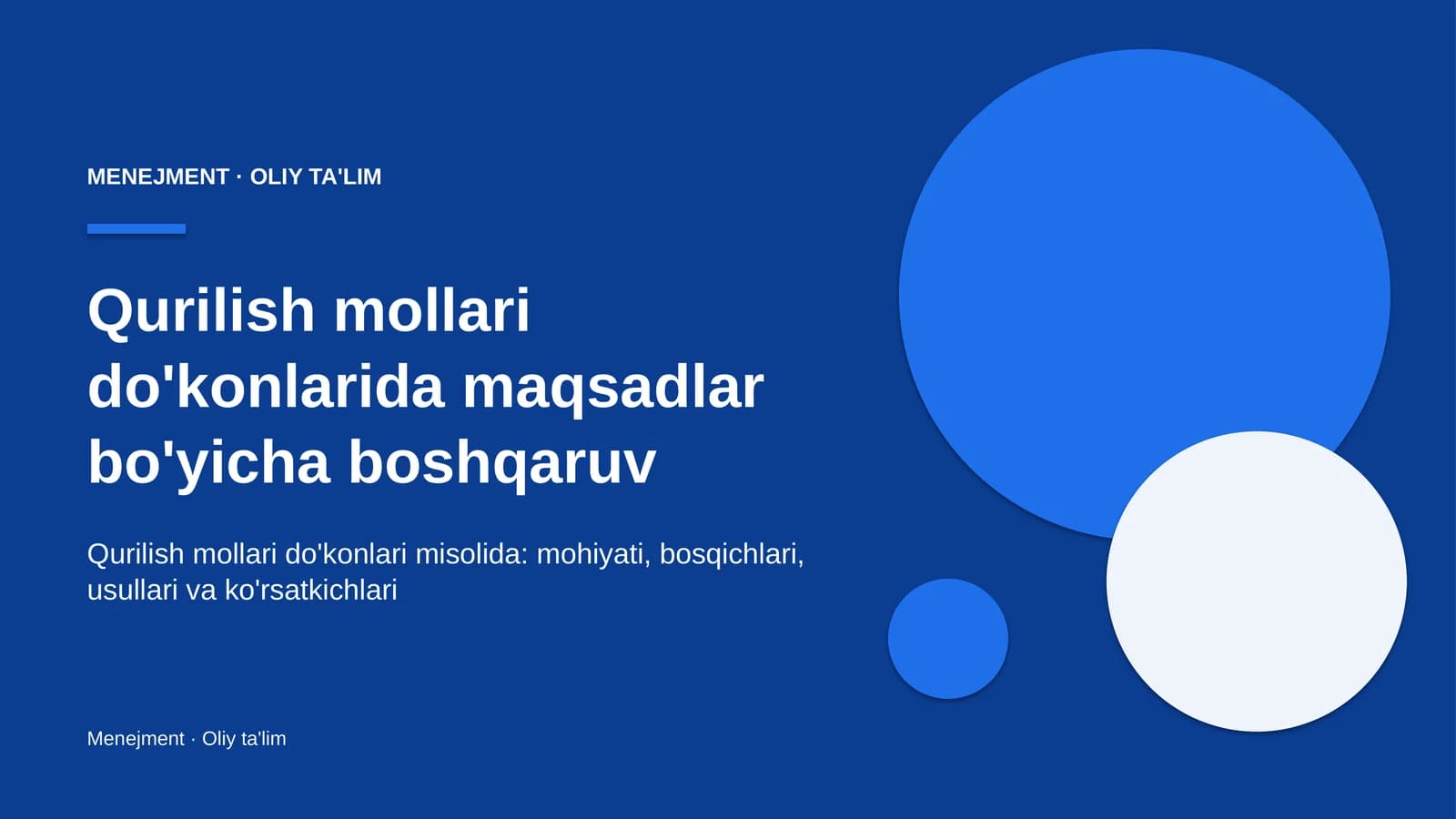 qurilish mollari do'konlarida maqsadlar bo'yicha boshqaruv 9749