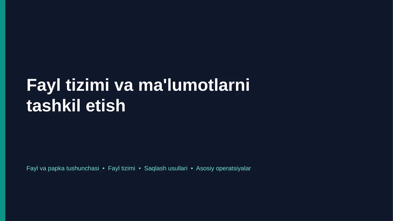 Fayl tizimi va ma'lumotlarni tashkil etish
