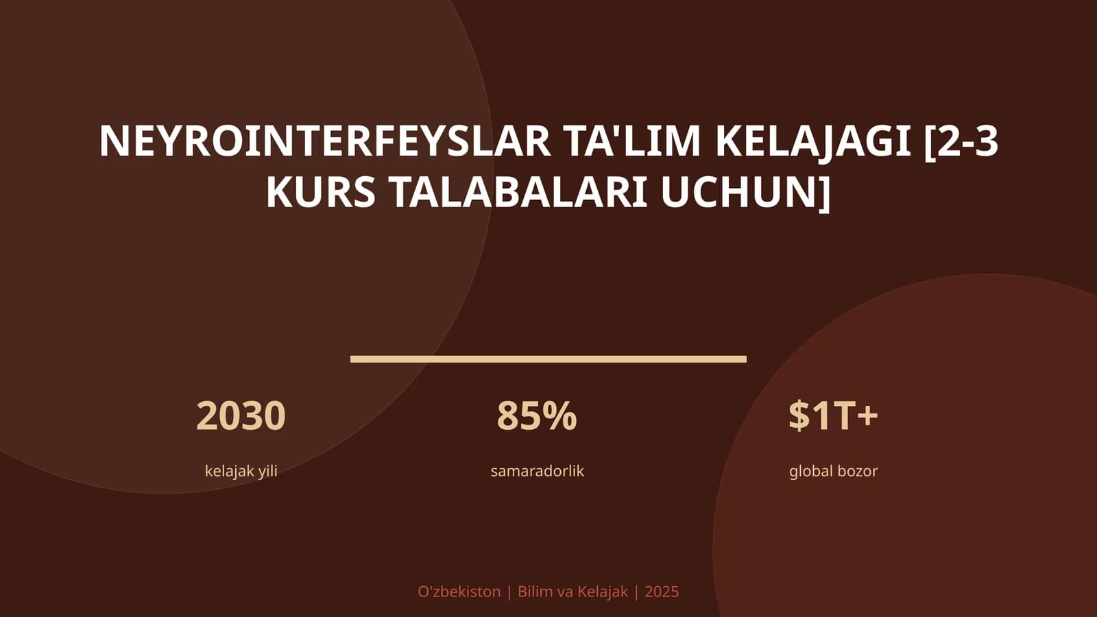 Neyrointerfeyslar ta'lim kelajagi [2-3 kurs talabalari uchun]