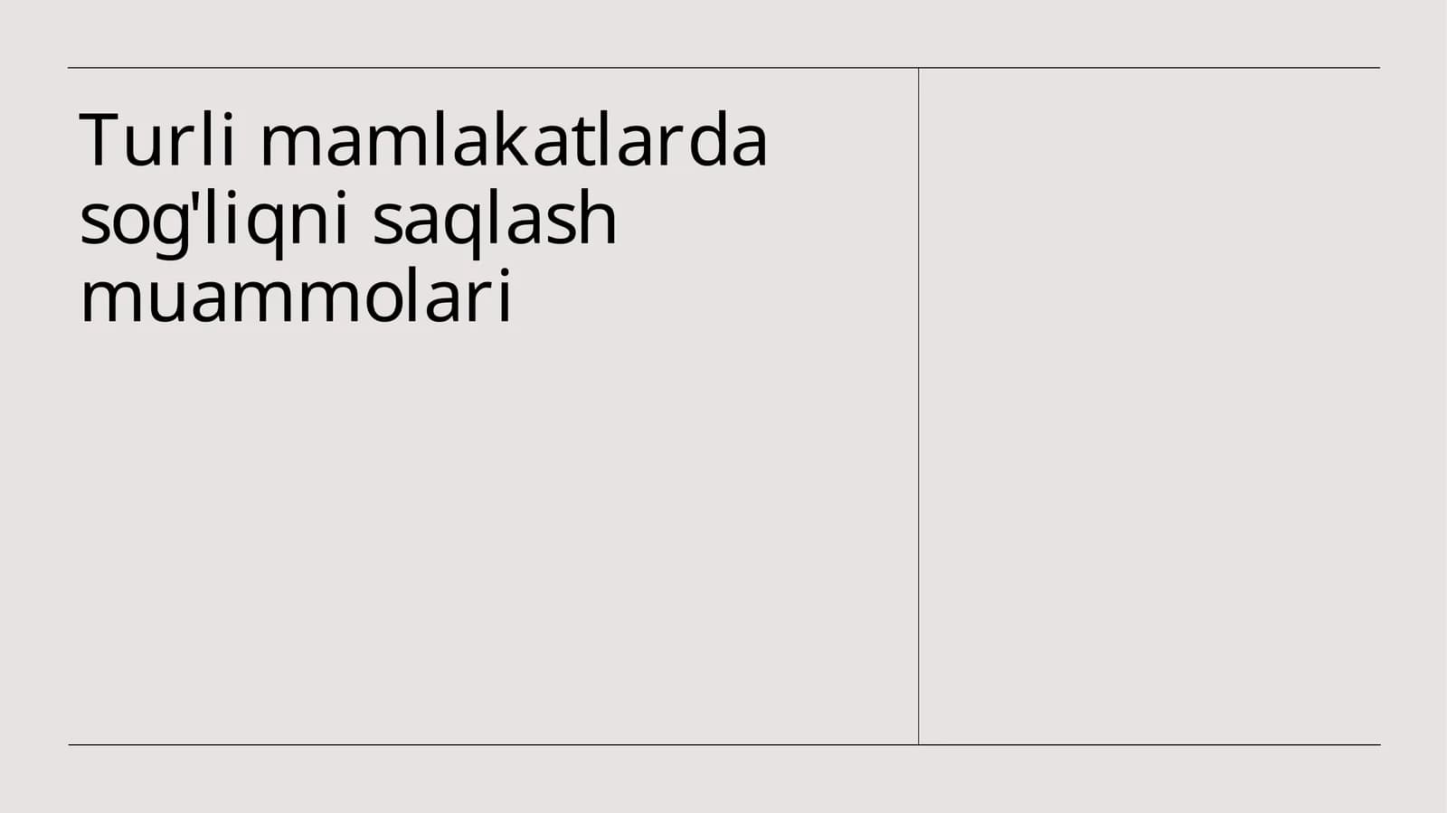 Turli mamlakatlarda sog'liqni saqlash muammolari