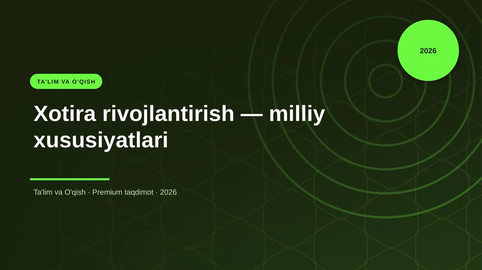 Xotira rivojlantirish — milliy xususiyatlari