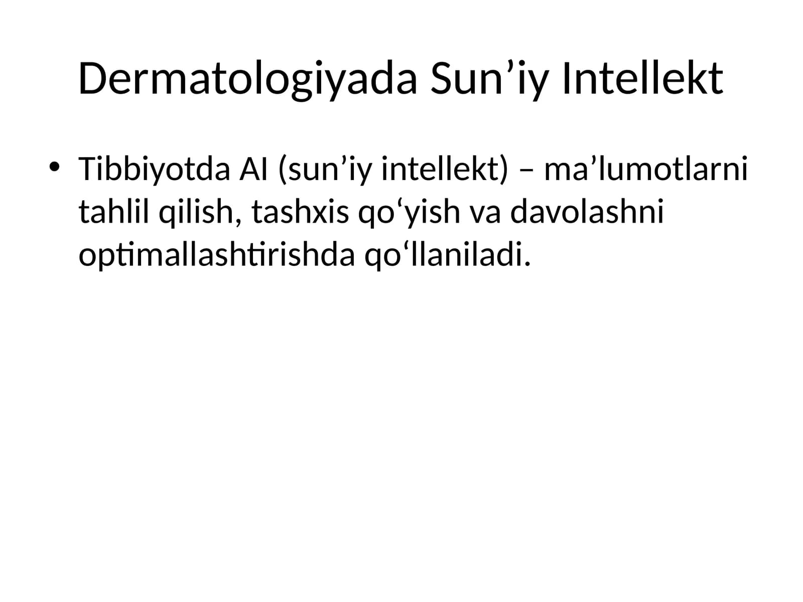Dermatologiyada Sun’iy Intellekt