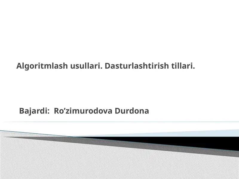Algoritmlash usullari