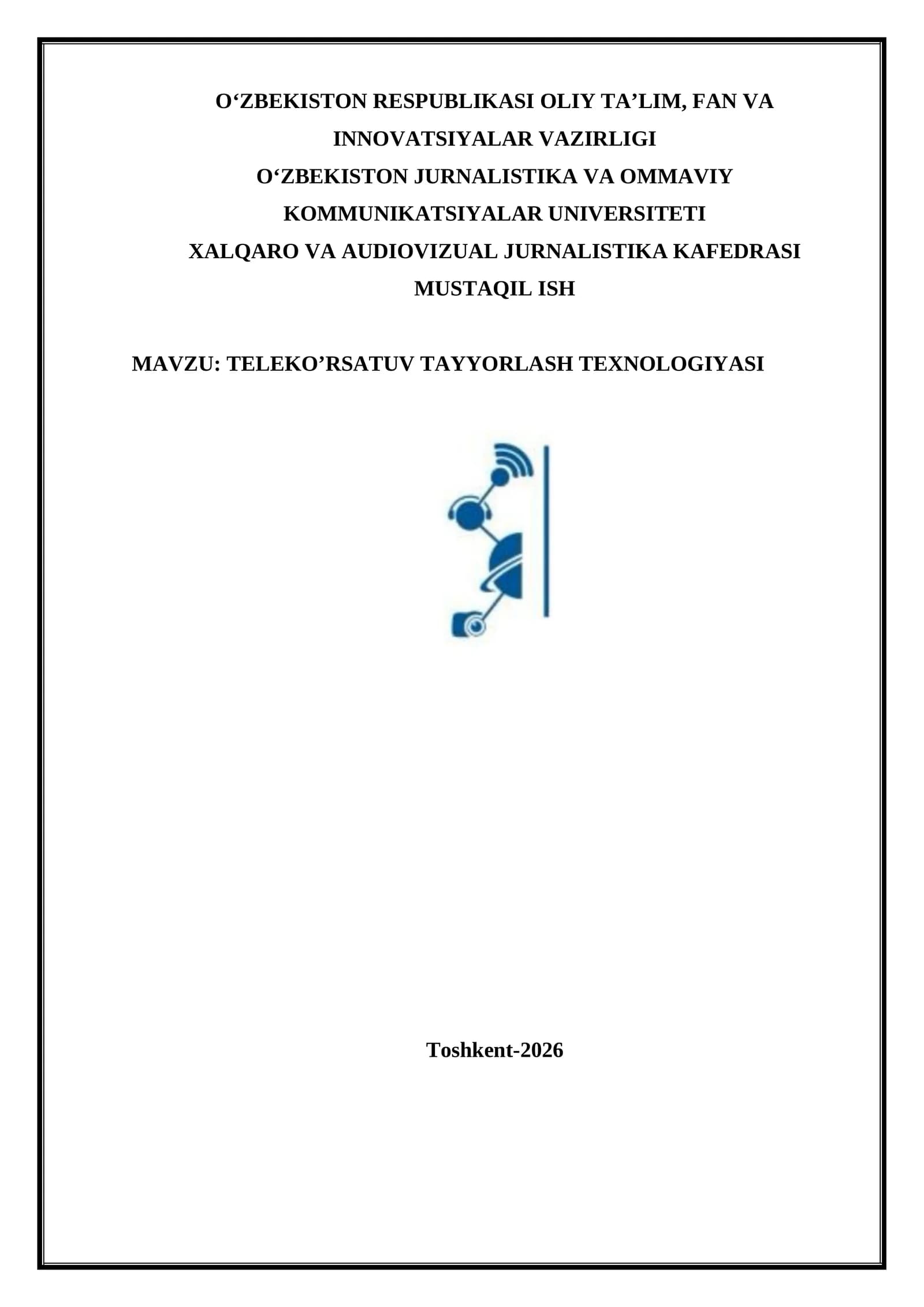 TELEKO’RSATUV TAYYORLASH TEXNOLOGIYASI