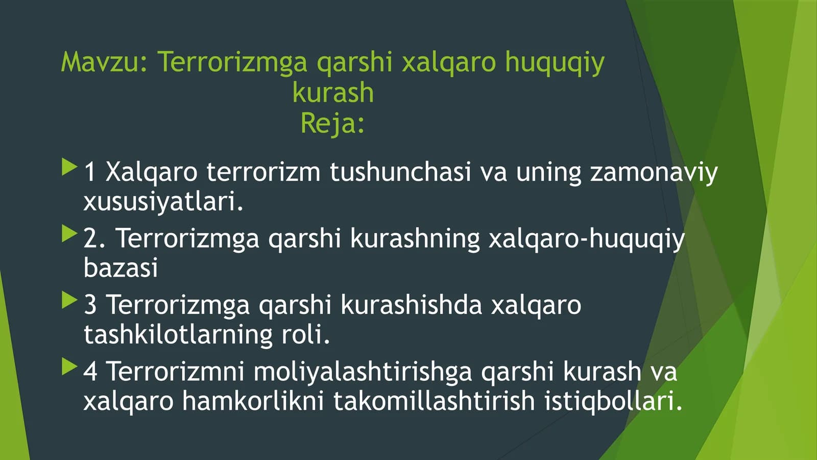 Terrorizmga qarshi xalqaro huquqiy kurash