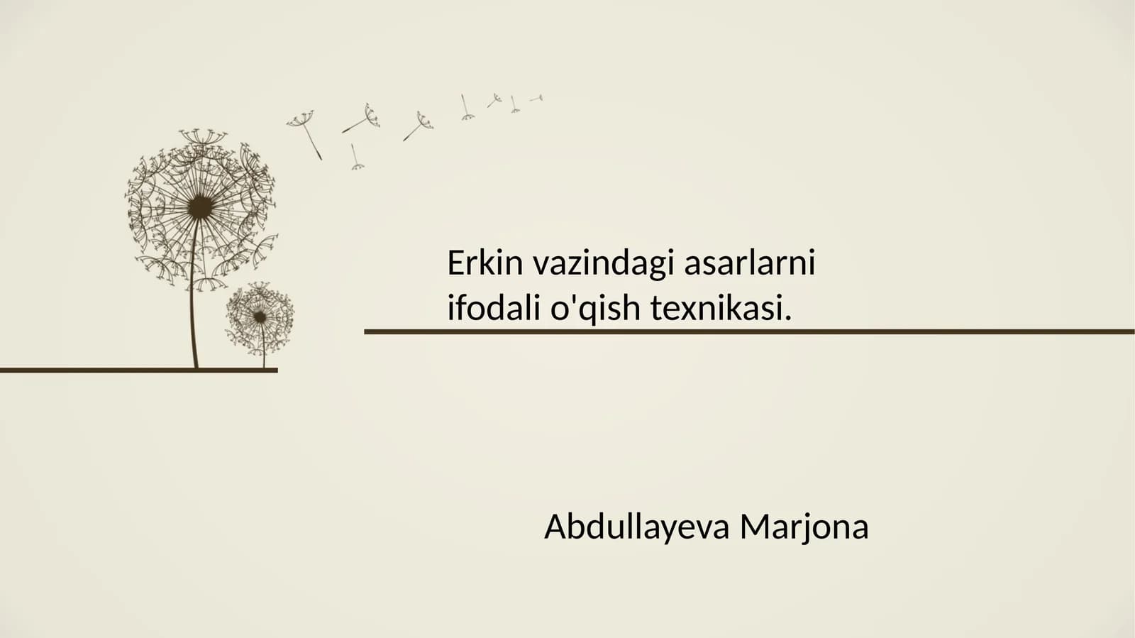 Erkin vazndagi asarlarni ifodalio'qish texnikasi