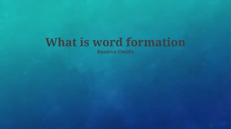 Word Formation