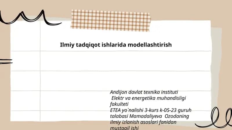 Mamadaliyeva Ozodaning ilmiy izlanish asoslari fanidan mustaqil ishi