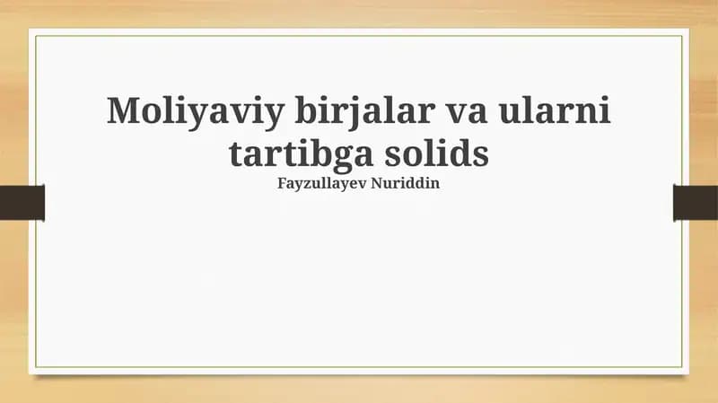 Moliyaviy birjalar va ularni tartibga solids