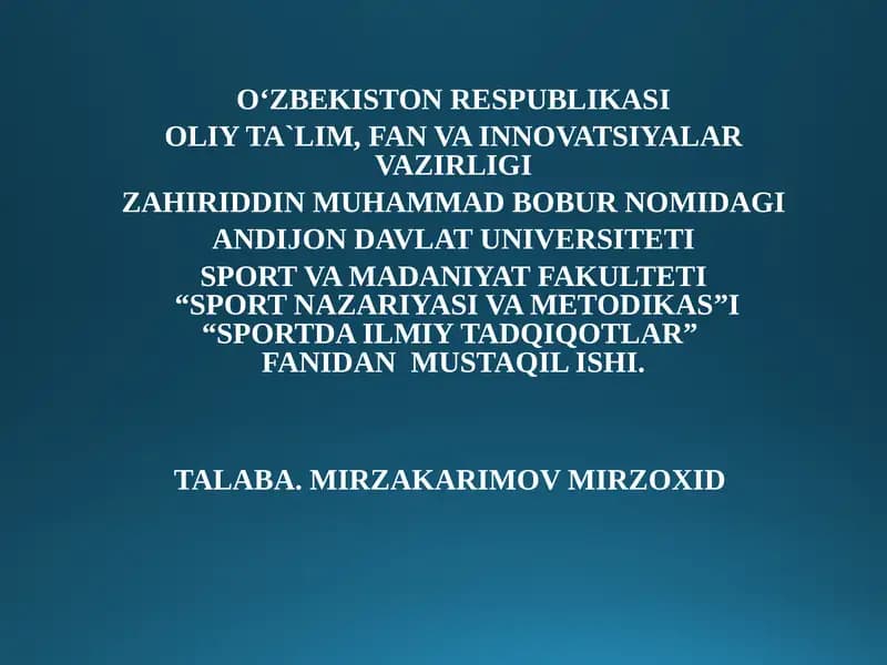 Sportda pedagogik tajriba