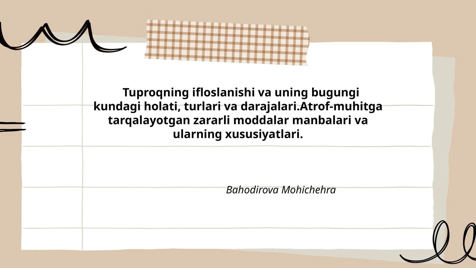 Tuproqning ifloslanishi va uning bugungi kundagi holati
