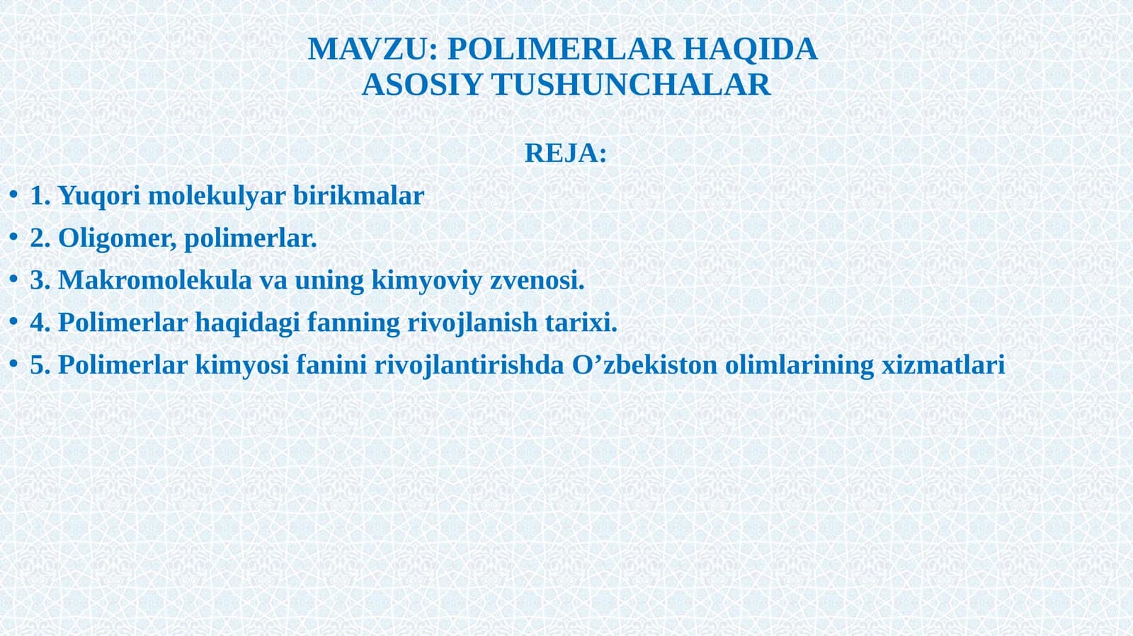 POLIMERLAR HAQIDA