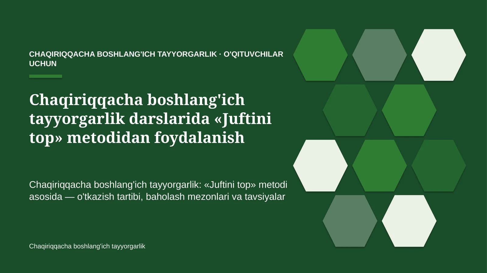 chaqiriqqacha boshlang'ich tayyorgarlik darslarida juftini top metodidan foydalanish 1138