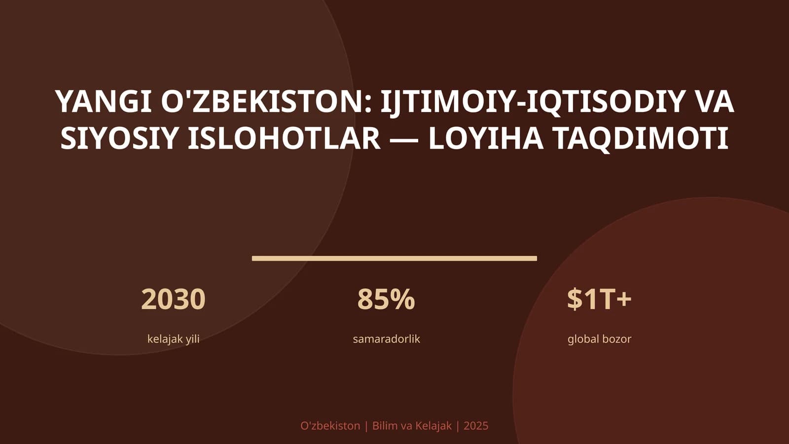 Yangi O'zbekiston: Ijtimoiy-iqtisodiy va siyosiy islohotlar - Loyiha Taqdimoti