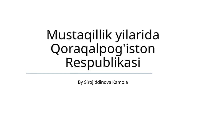 Qoraqalpog'iston Respublikasining Iqtisodiy Taraqqiyoti