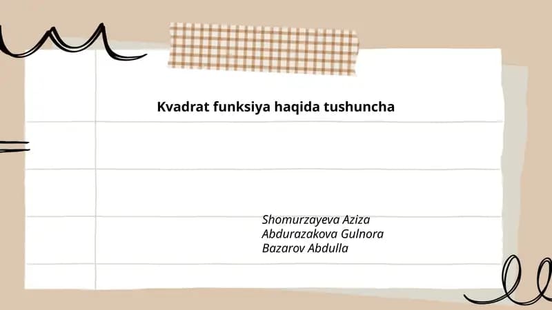 Kvadrat funksiya haqida tushuncha