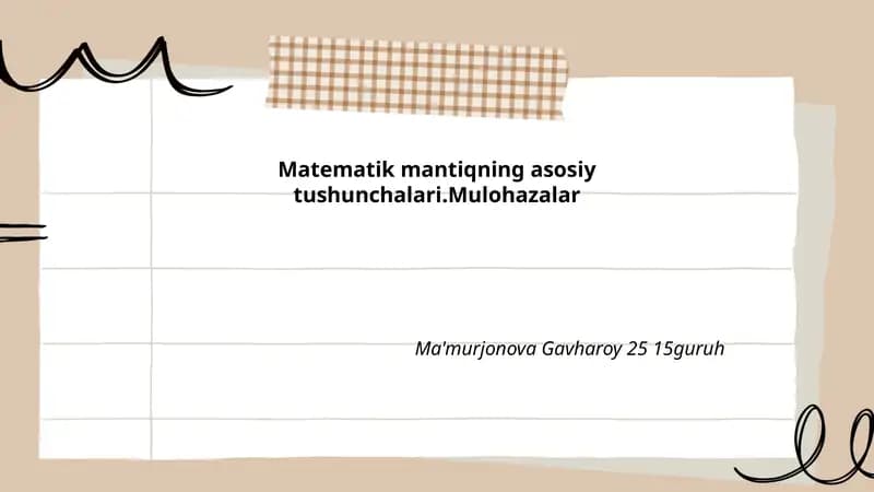 Matematik mantiqning asosiy tushunchalari