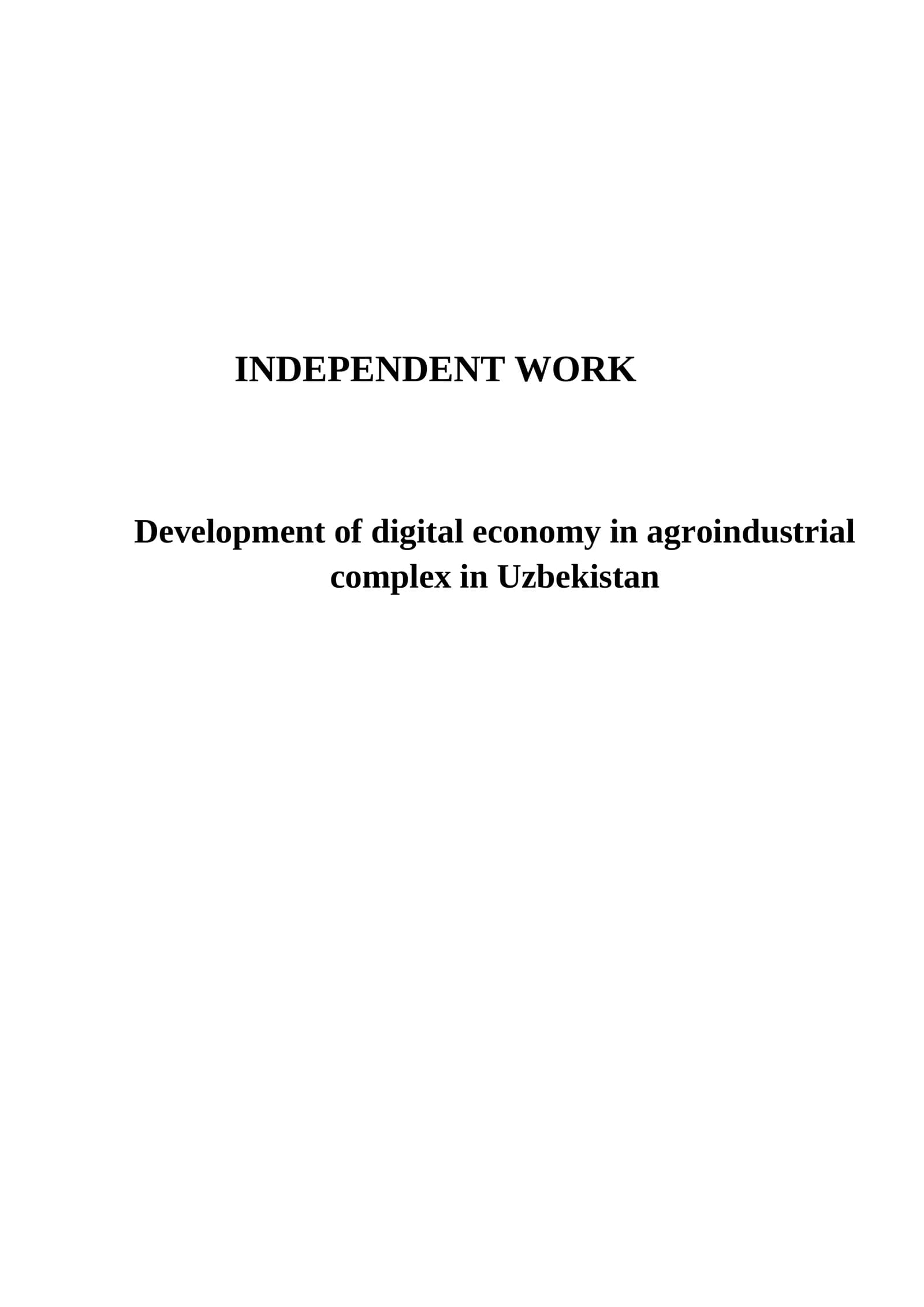 INDEPENDENT WORK