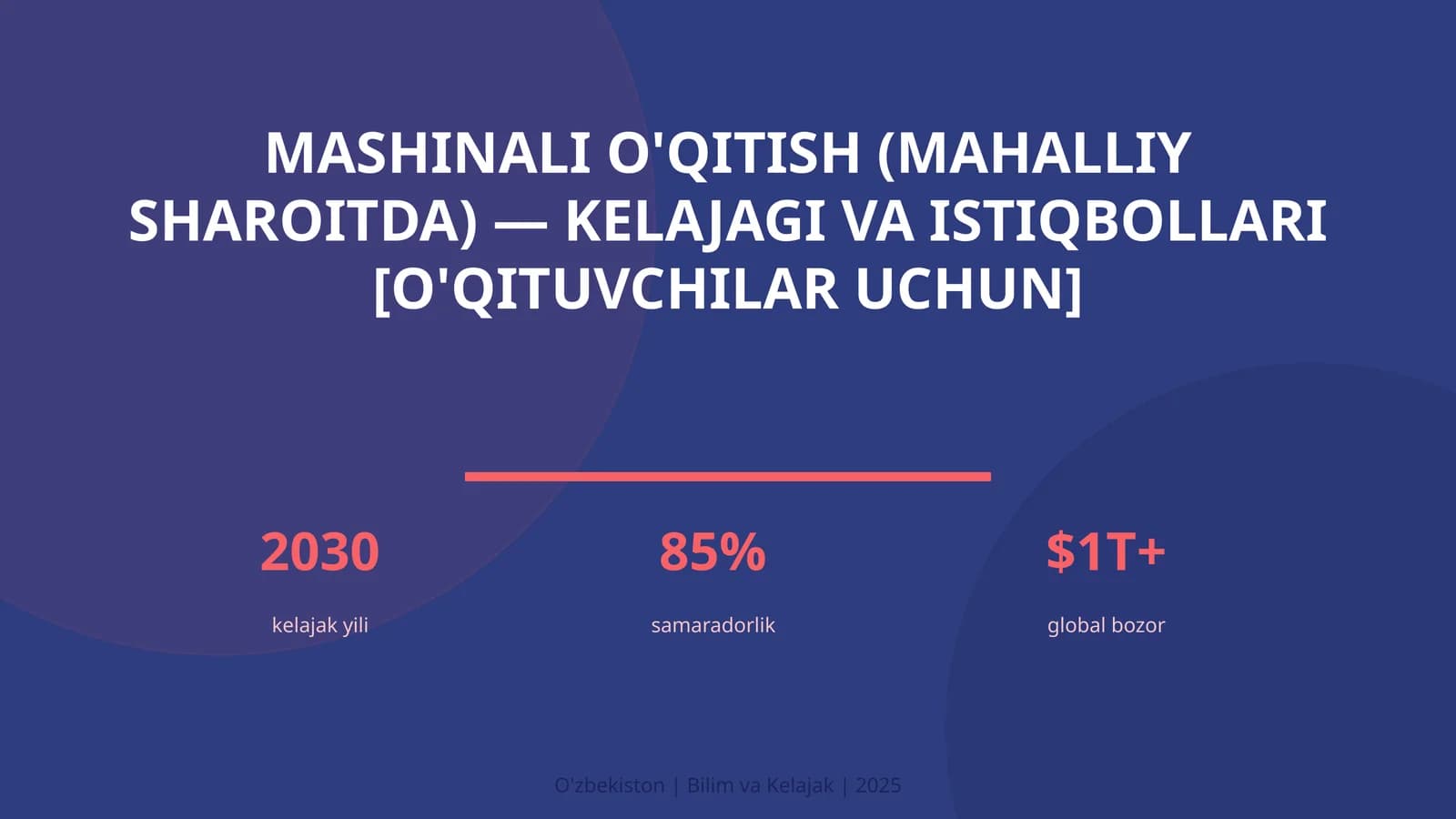Mashinali o'qitish (mahalliy sharoitda) — kelajagi va istiqbollari [o'qituvchilar uchun]