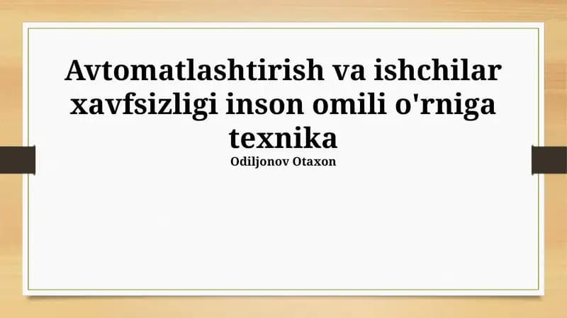 Xavfsizlik standartlari va qoidalari
