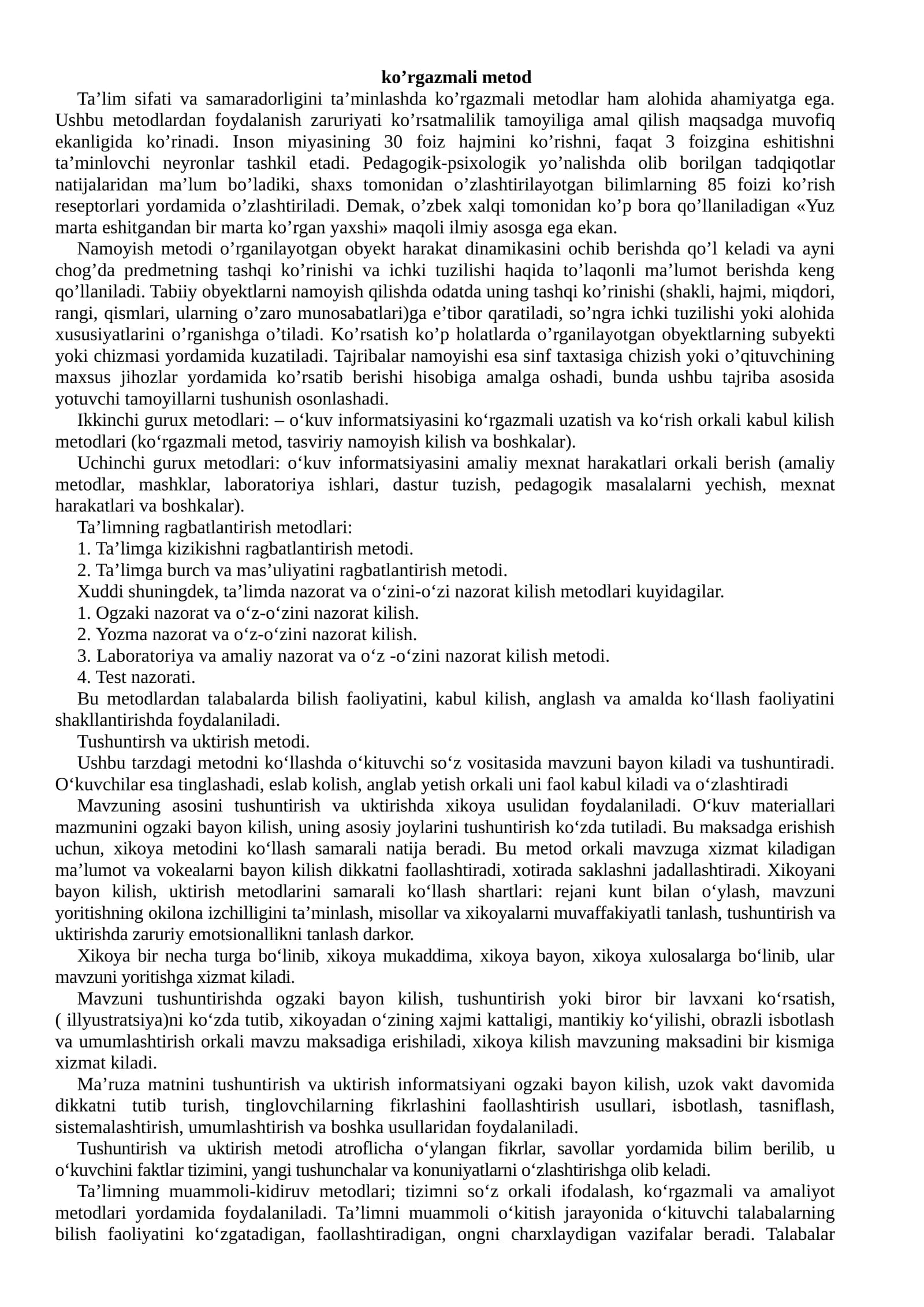 ko'rgazmali metod
