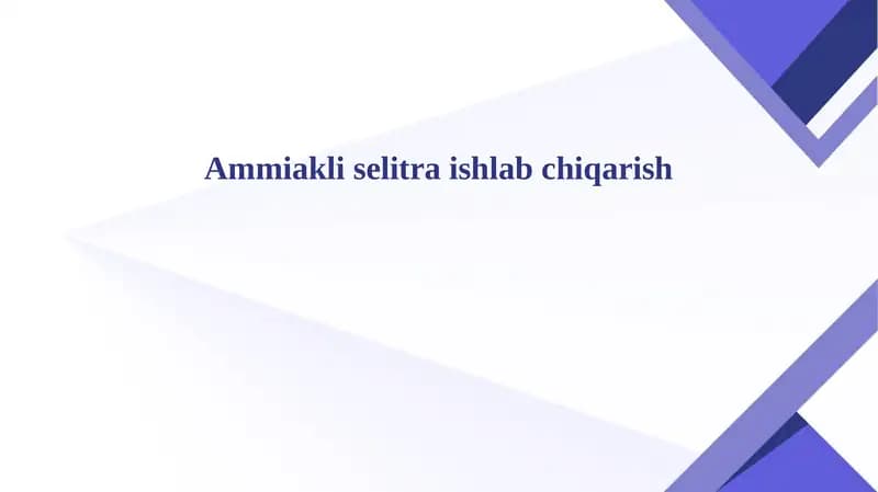 Ammiakli selitra ishlab chiqarish