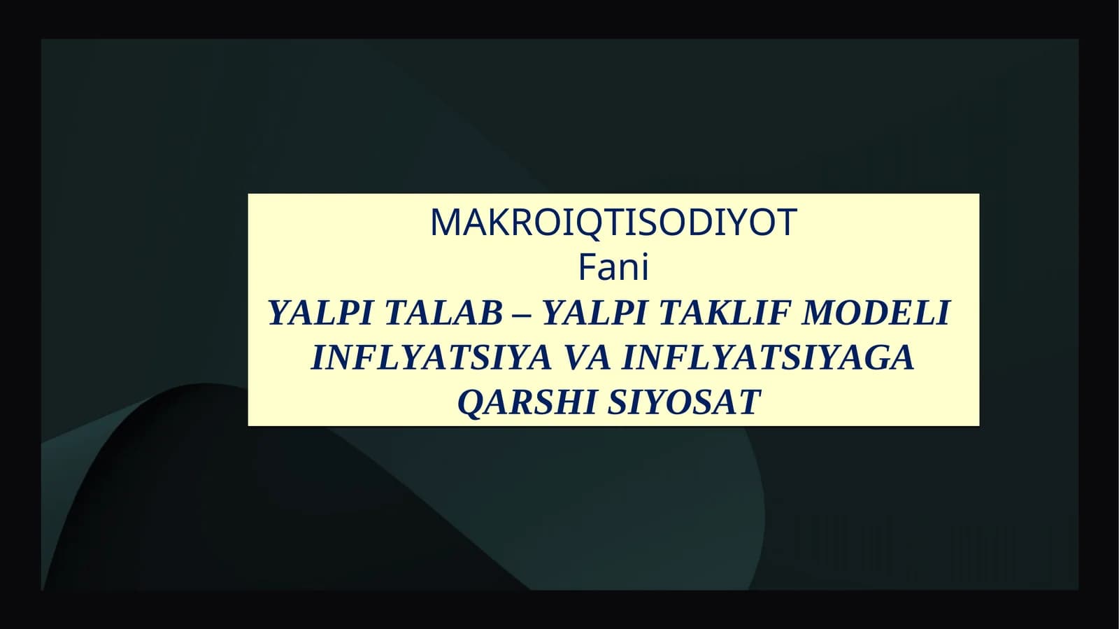 YALPI TALAB – YALPI TAKLIF MODELI
