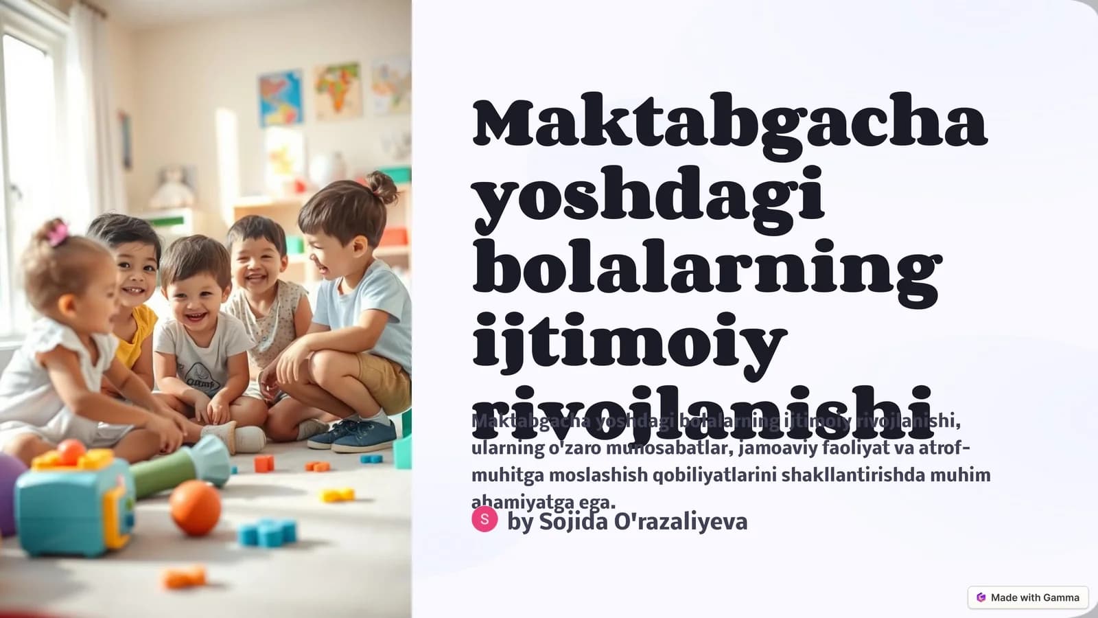Maktabgacha yoshdagi bolalarning ijtimoiy rivojlanishi