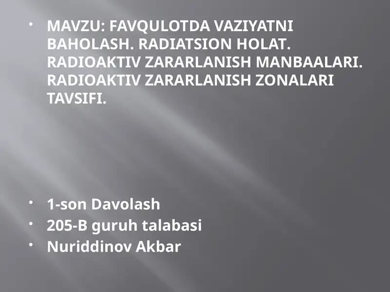 Rаdiоаktiv bulut izi tо’lа pаrchаlаnish