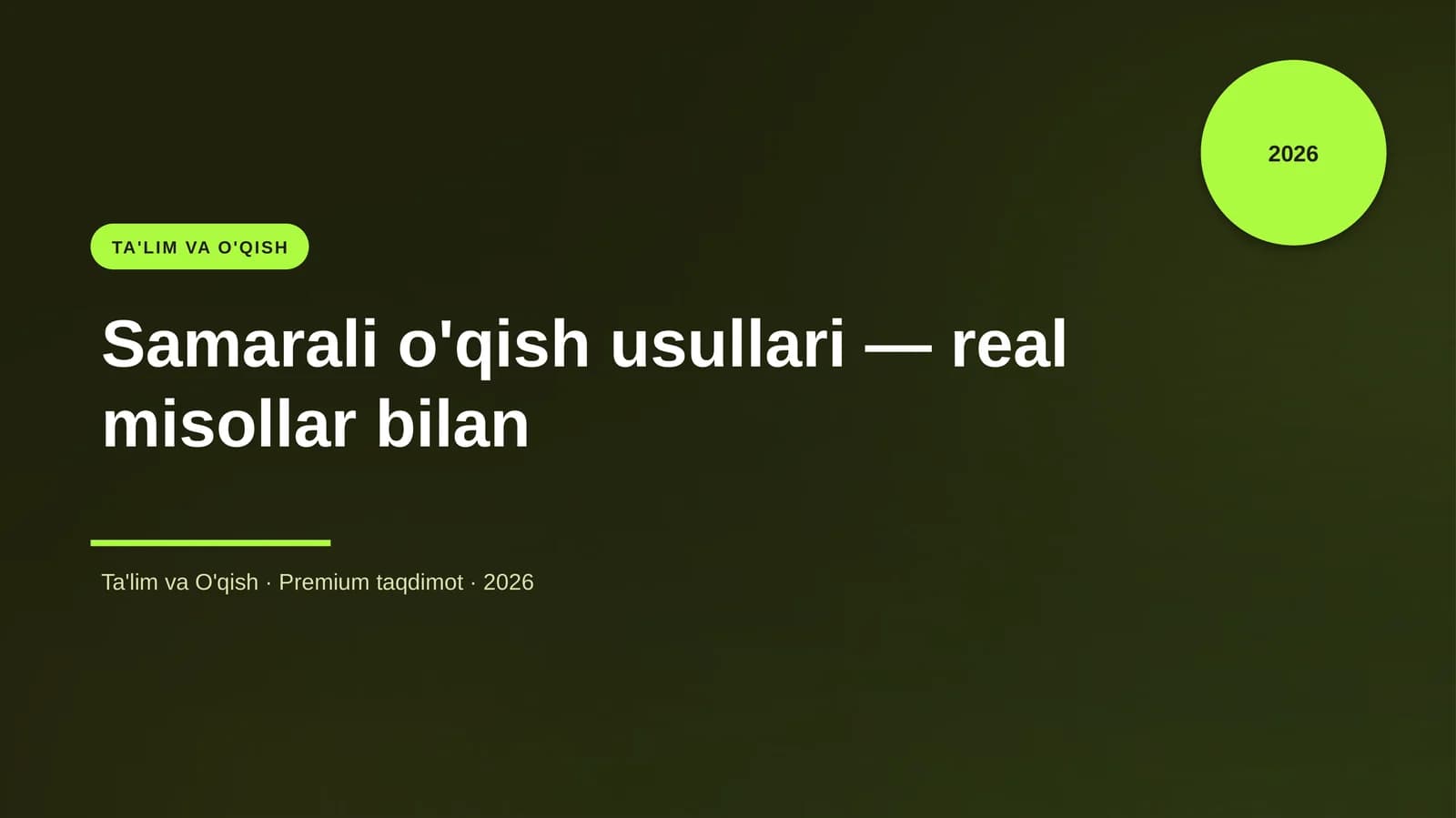 Samarali o'qish usullari — real misollar bilan