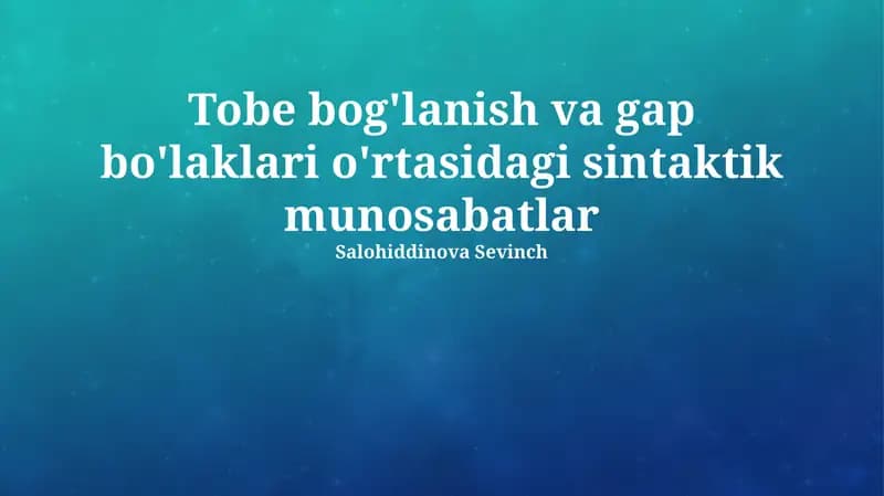 Mavzuning dolzarbligi