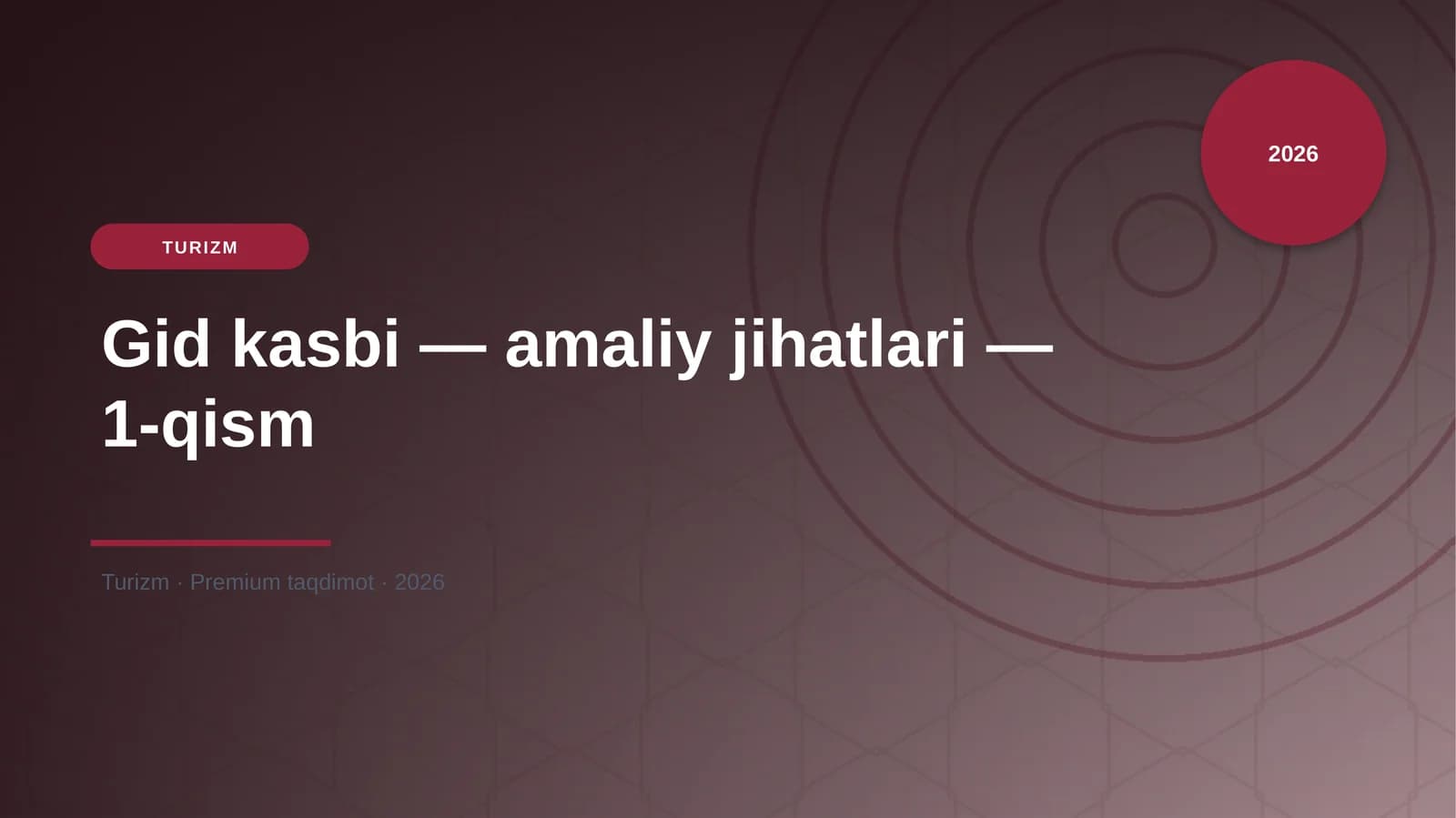 Gid kasbi — amaliy jihatlari — 1-qism