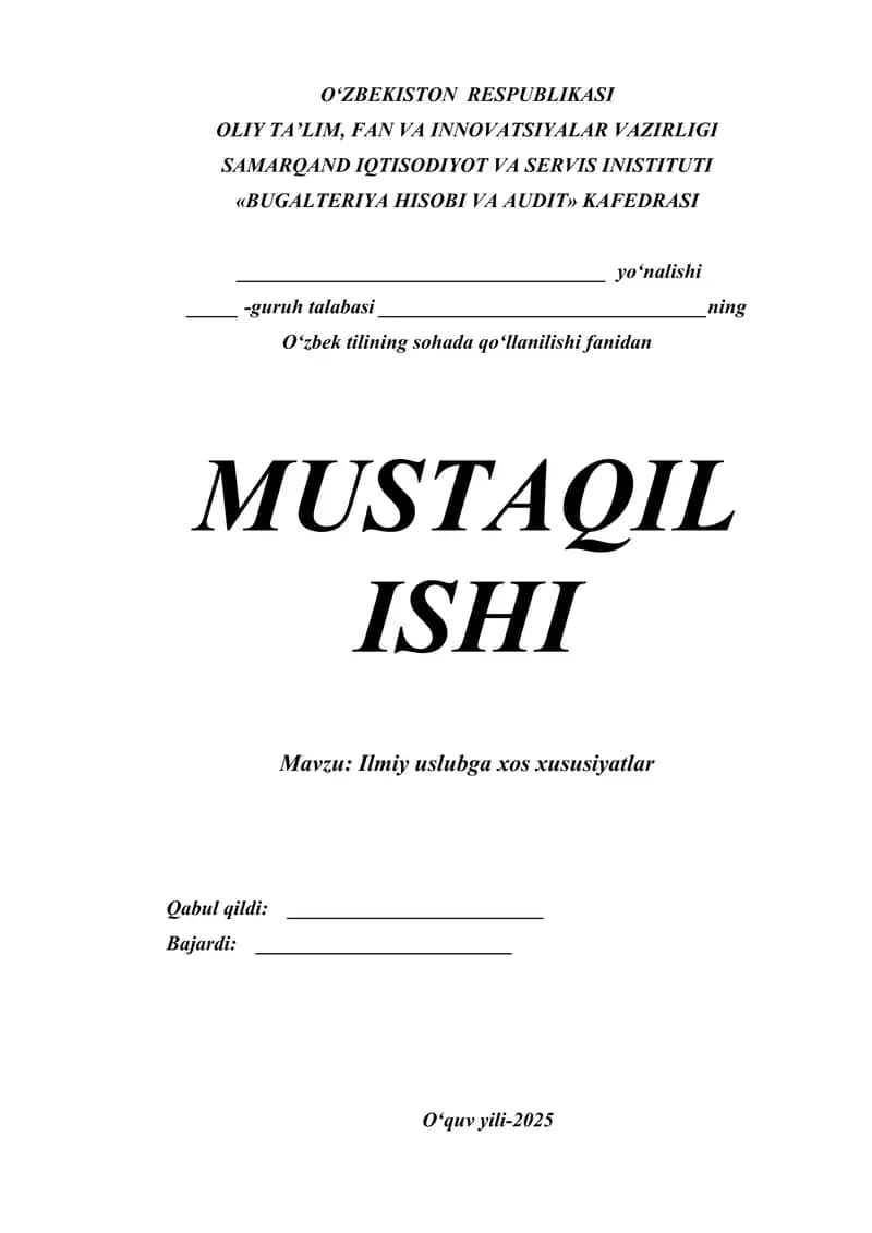 Ilmiy uslubga xos xususiyatlar