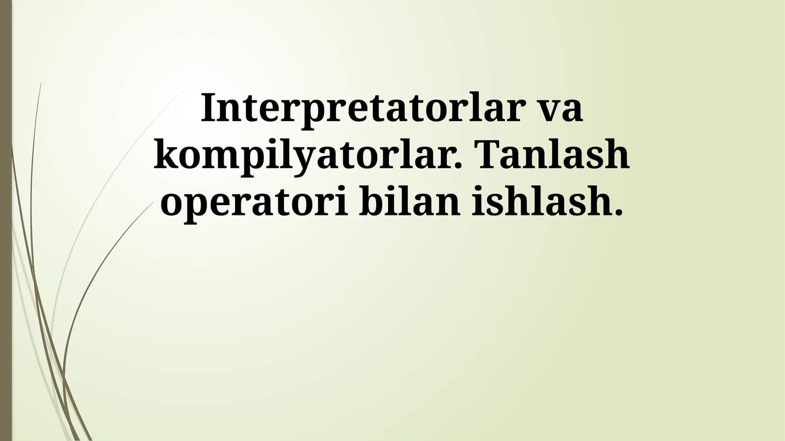 Interpretatorlar va kompilyatorlar. Tanlash operatori bilan ishlash