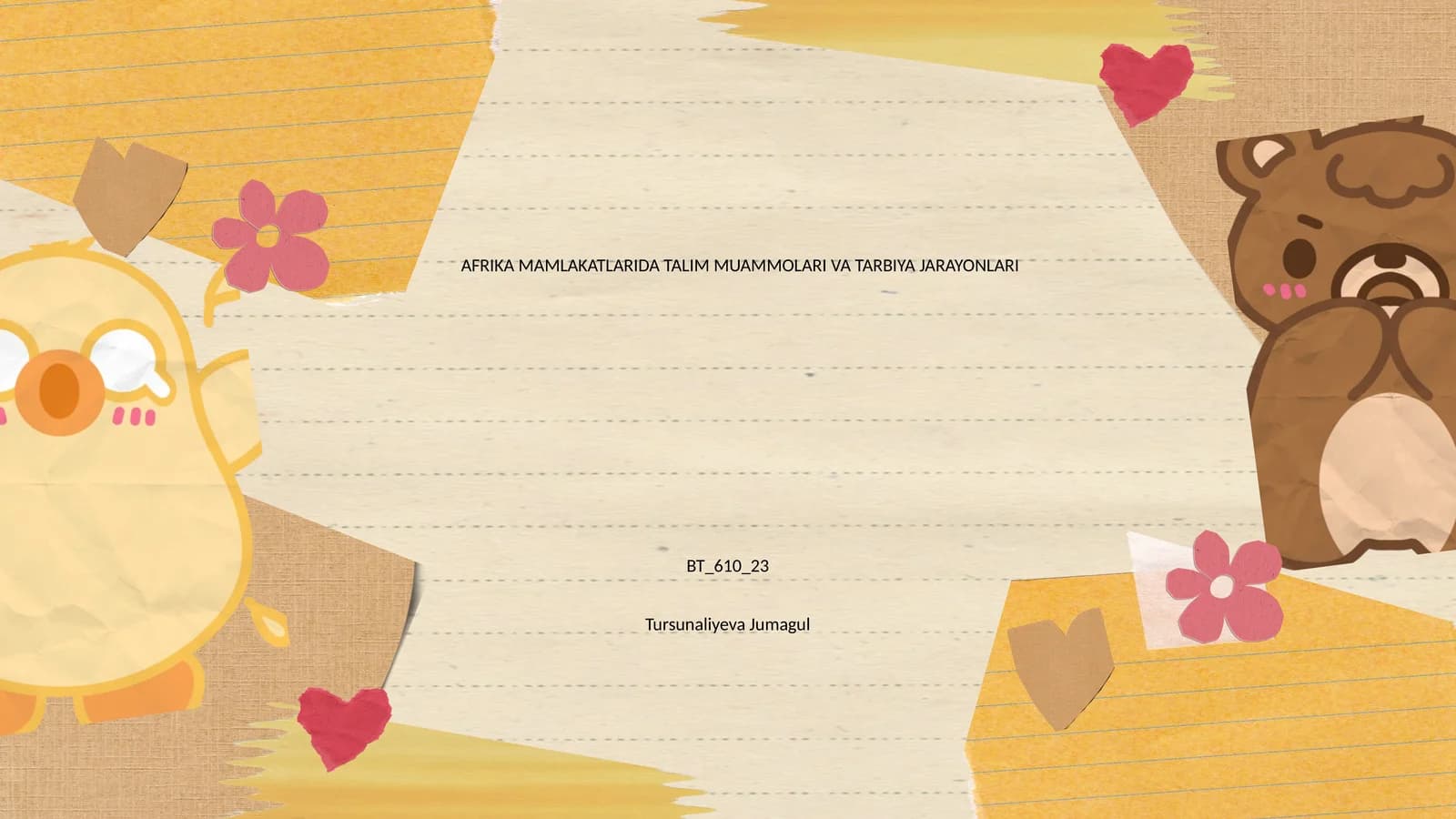 AFRIKA MAMLAKATLARIDA TALIM MUAMMOLARI VA TARBIYA JARAYONLARI