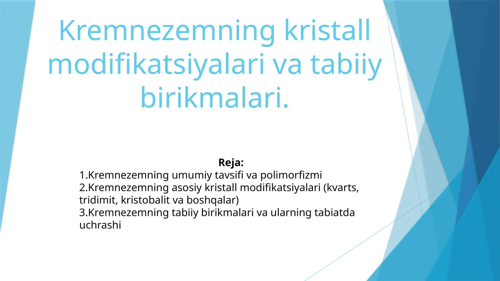 Kremnezemning kristall modifikatsiyalari va tabiiy birikmalari