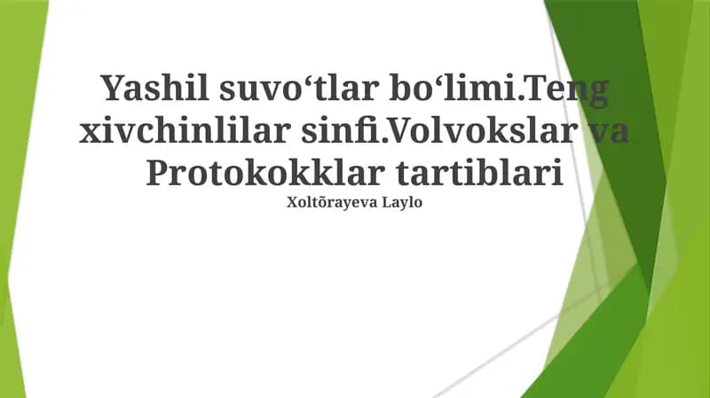 Volvokslar va Protokokklar tartiblari