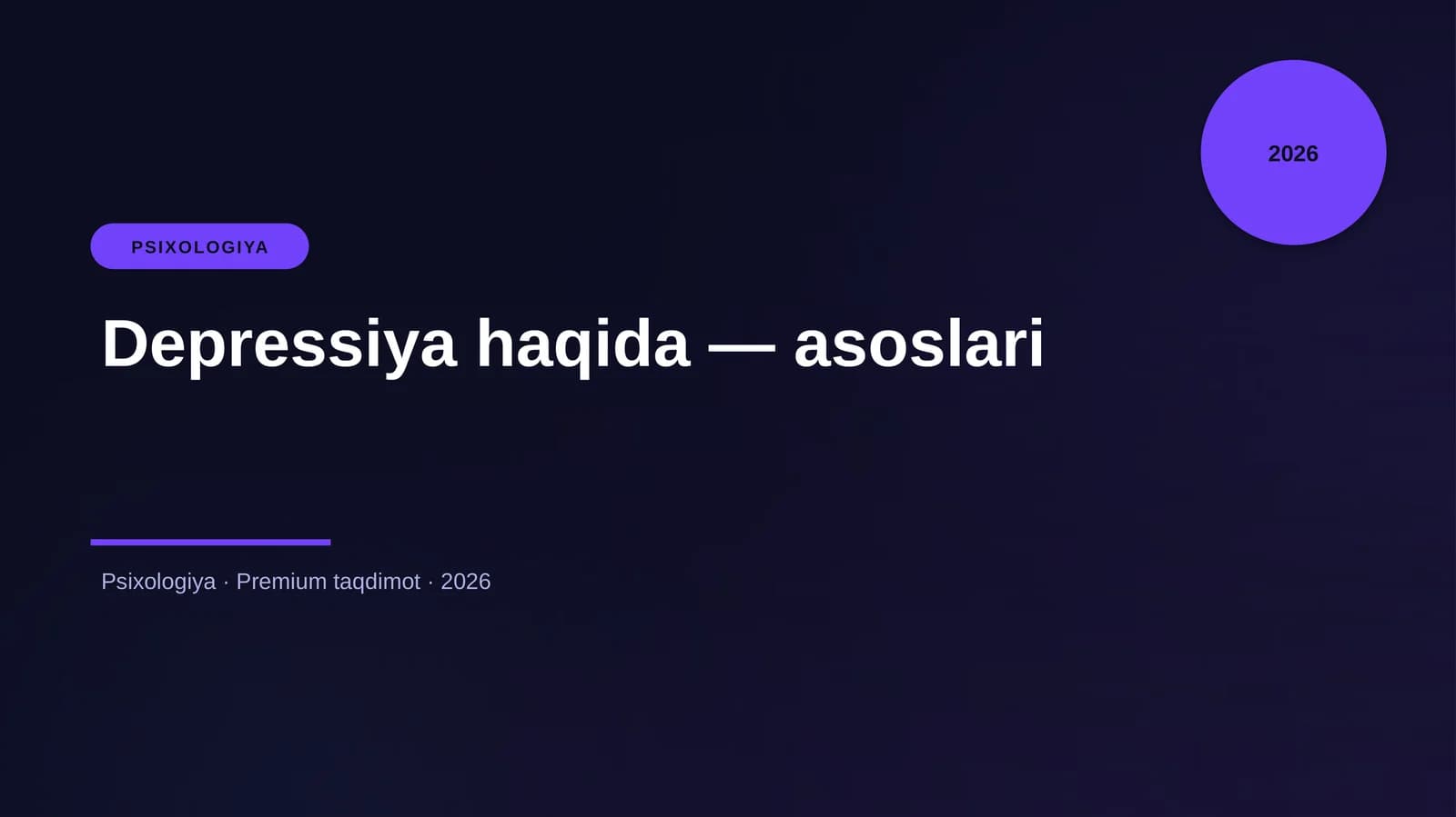 Depressiya haqida — asoslari