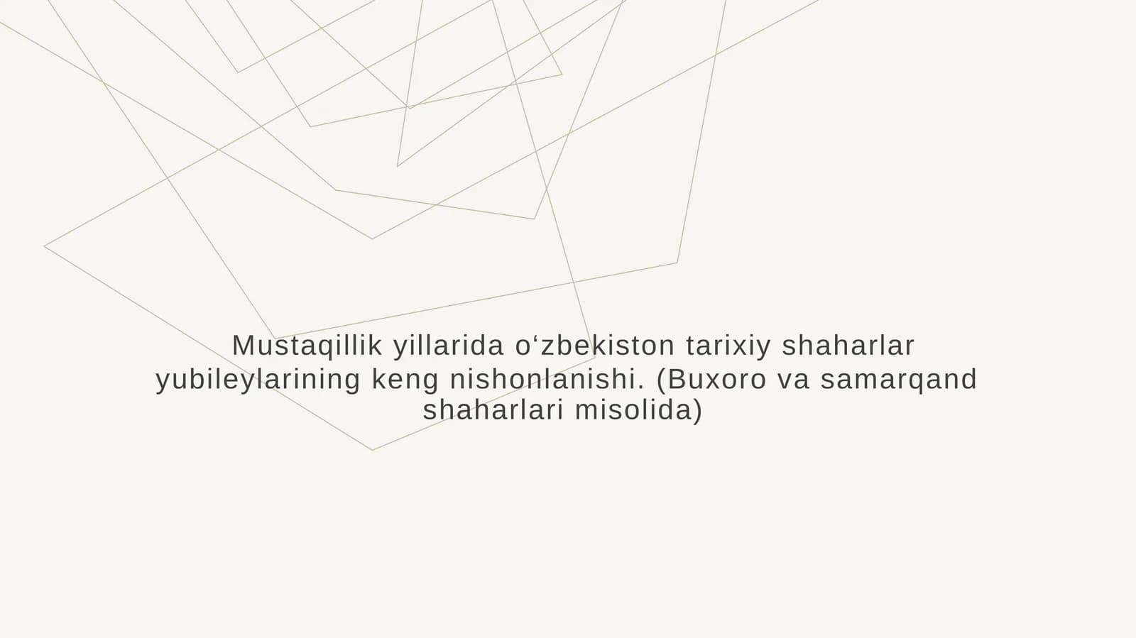 Mustaqillik yillarida o‘zbekiston tarixiy shaharlar yubileylarining keng nishonlanishi. (Buxoro va samarqand shaharlari misolida)