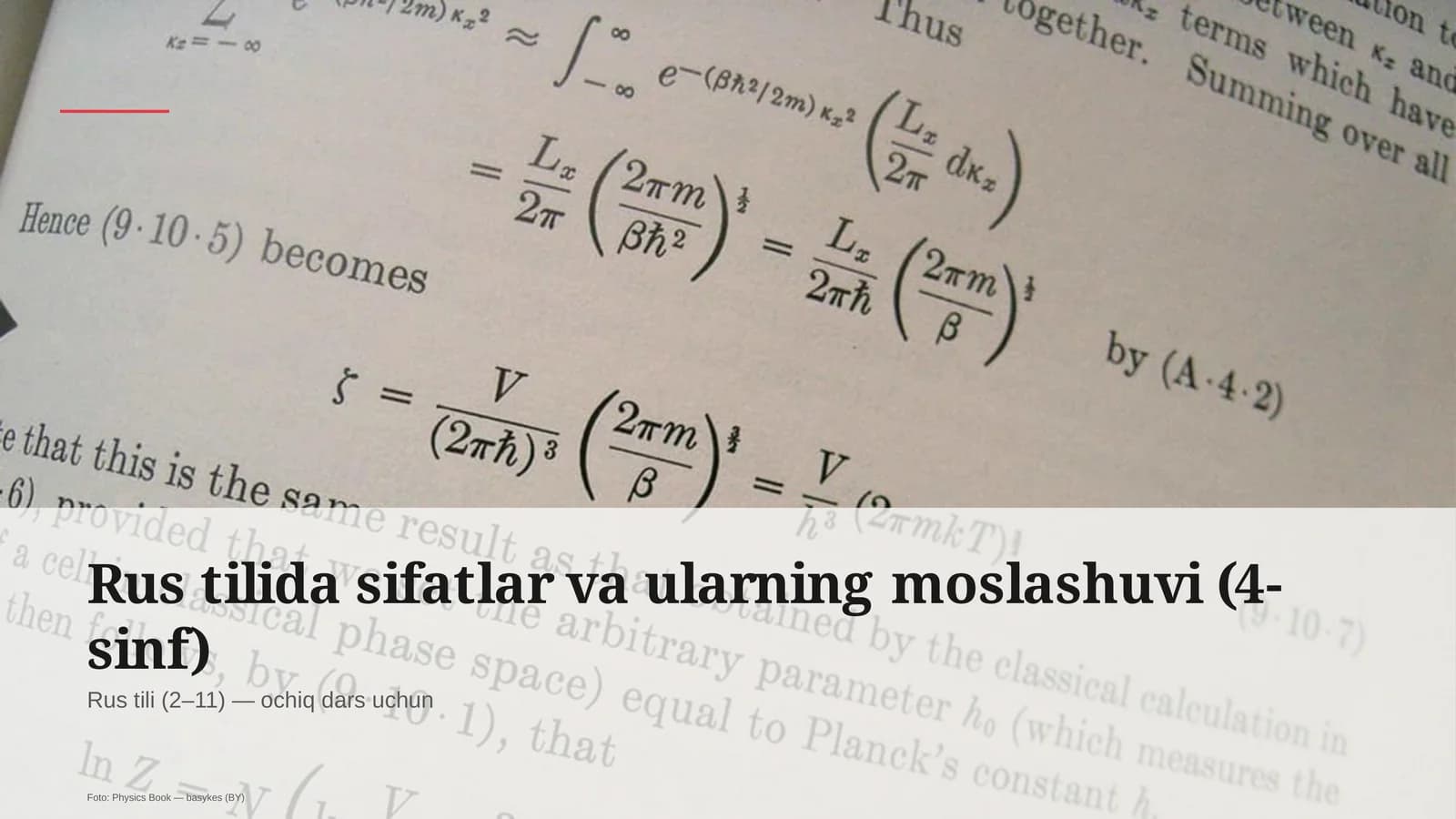 Rus tilida sifatlar va ularning moslashuvi (4-sinf)