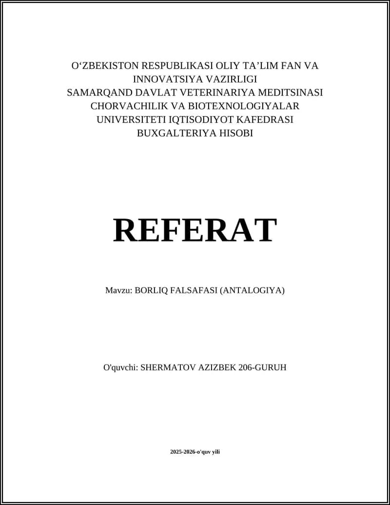 Borliq Falsafasi (Antalogiya)