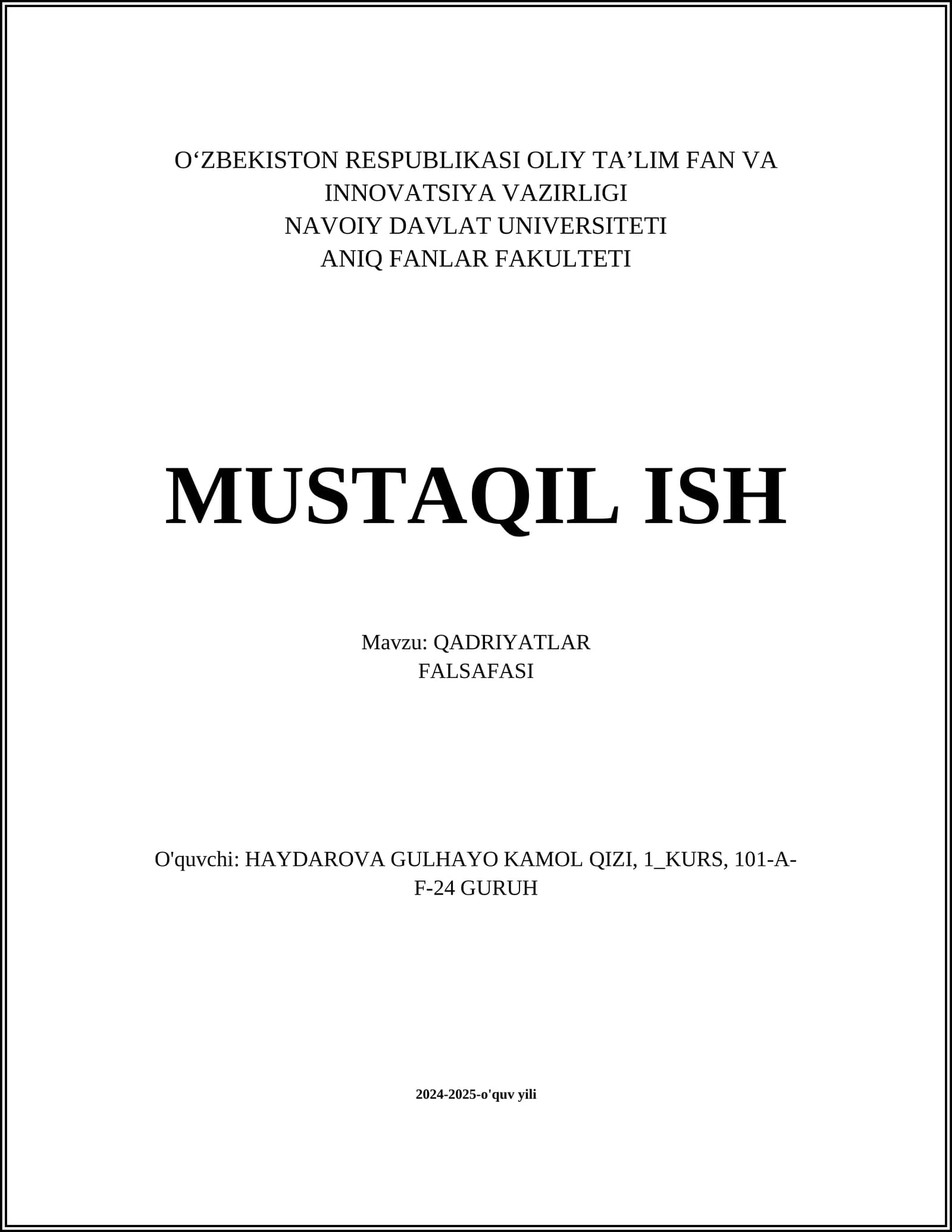 QADRIYATLAR FALSAFASI