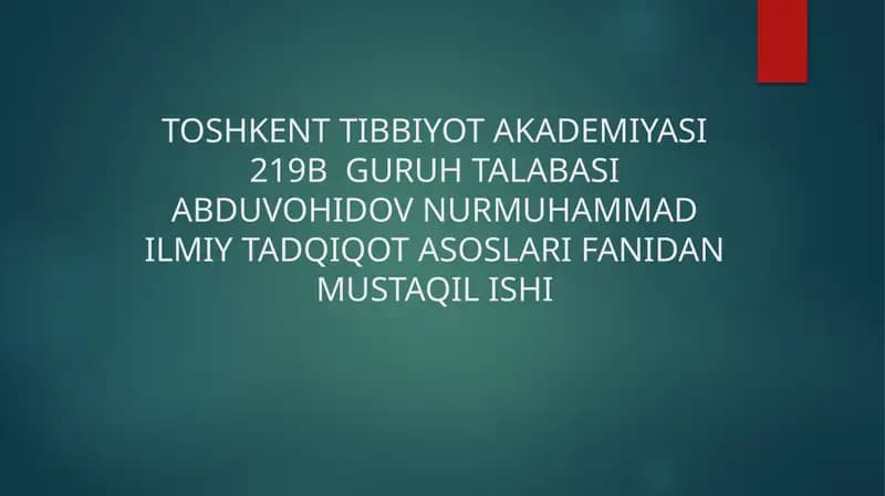 TOSHKENT TIBBIYOT AKADEMIYASI