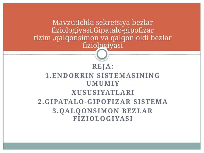 Ichki sekretsiya bezlari fiziologiyasi