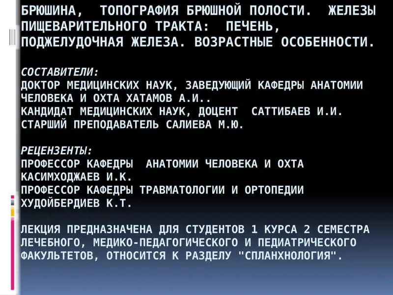 Топография брюшной полости