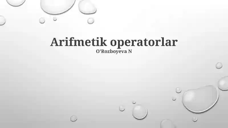 Arifmetik operatorlar