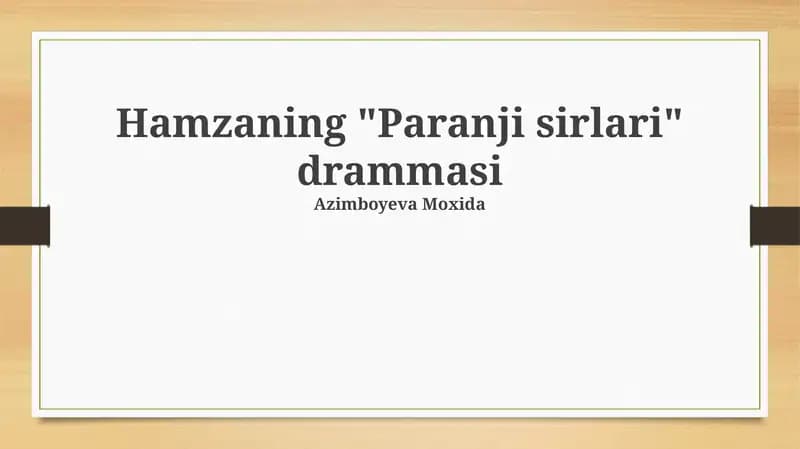"Paranji sirlari" drammasi