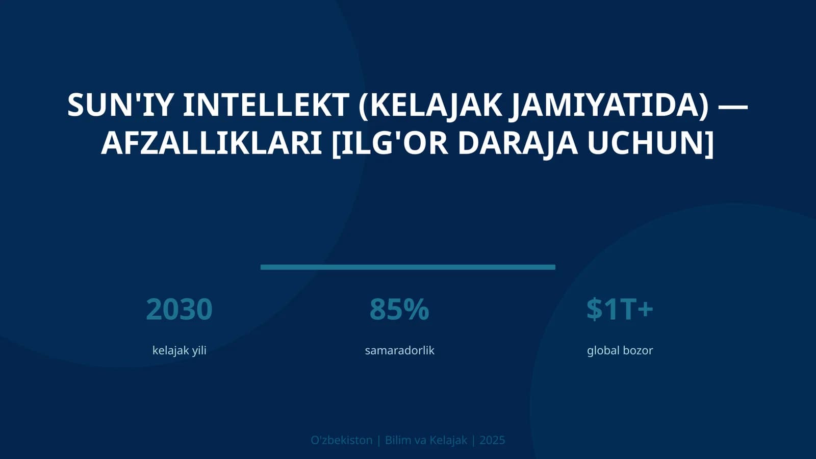 SUN'IY INTELLEKT (KELAJAK JAMIYATIDA) — AFZALLIKLARI [ILG'OR DARAJA UCHUN]
